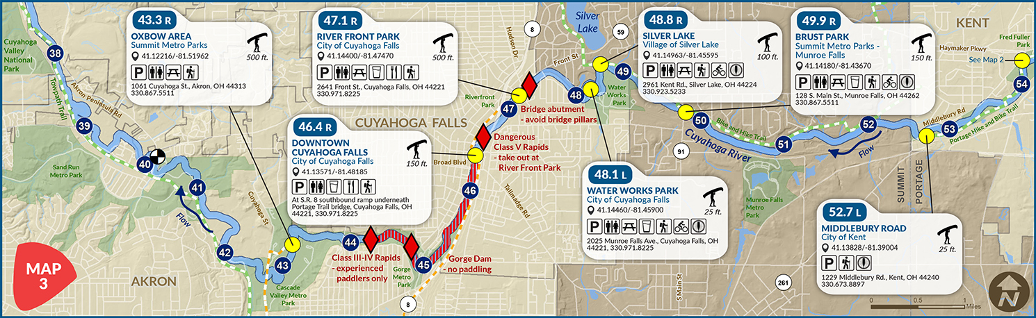 Map 3 Kent Akron Cuyahoga River Water Trails